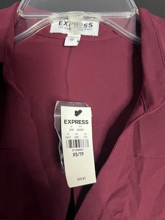 EXPRESS Burgundy Portofino Button-Down Shirt - Picture 3 of 3